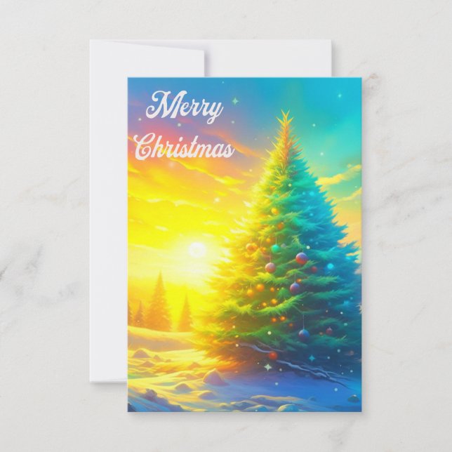 Carte De Remerciements Joyeux sapin de Noël (Devant)