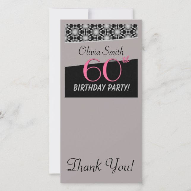 Carte De Remerciements Joyeux soixantième anniversaire (Devant)