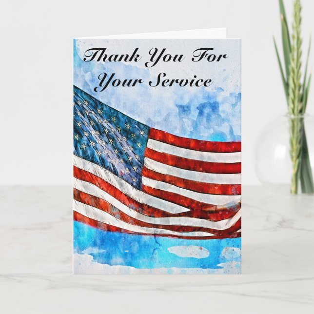 Carte De Remerciements Joyeux Vétérinaire Jour Aquarelle Amérique Drapeau (Devant)