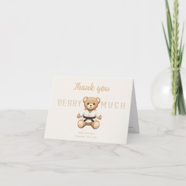 Carte De Remerciements Judo Black Belt Bear Baby Shower Collection (Devant)