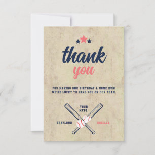 Carte De Remerciements Jumeaux Fille Garçon Anniversaire Baseball