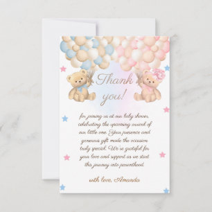 Carte De Remerciements Jumeaux Fille Garçon Baby Shower