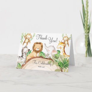 Carte De Remerciements Jungle Animaux Baby shower Verdure Safari Garçon