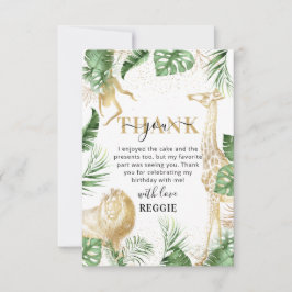 Carte De Remerciements Jungle Greenery & Gold Anniversaire Remerciement S