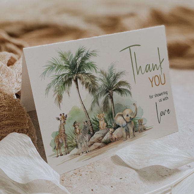 Carte De Remerciements Jungle Safari Animaux Baby shower Plié (Créateur téléchargé)