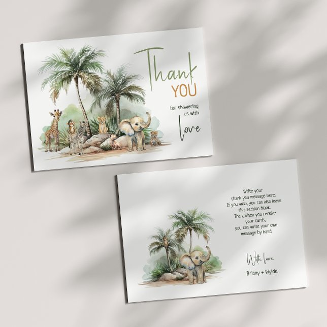Carte De Remerciements Jungle Safari Animaux Baby Shower Remerciements Pl (Créateur téléchargé)