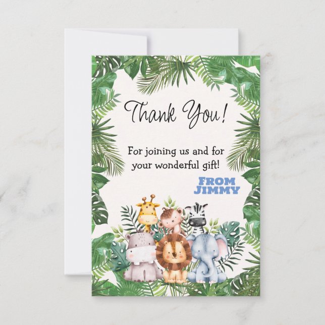 Carte De Remerciements Jungle Safari Anniversaire (Devant)