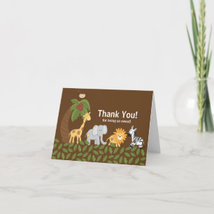 Carte De Remerciements Jungle Safari Baby shower animal neutre