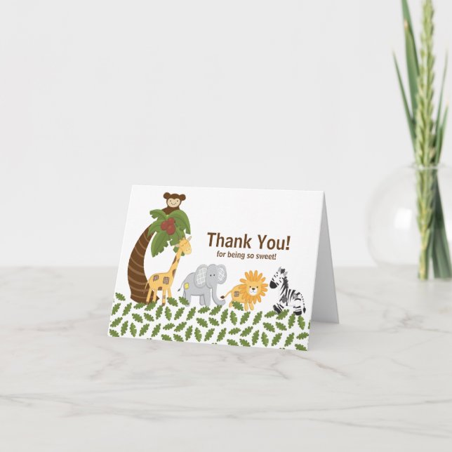Carte De Remerciements Jungle Safari Baby shower animal neutre (Devant)