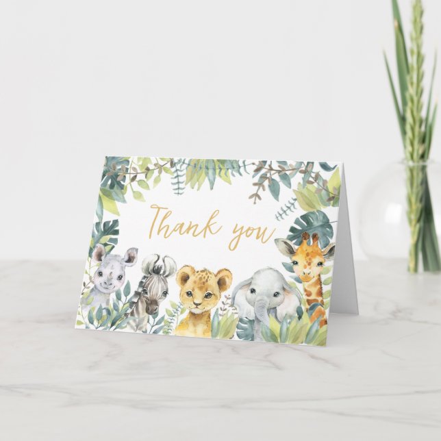 Carte De Remerciements Jungle Safari Wild Un Baby shower (Devant)