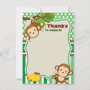 Carte De Remerciements Jungle Singe animal douche d'anniversaire
