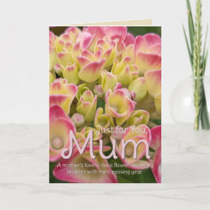 Carte De Remerciements Juste pour vous, Mum Hydrangea flower Card