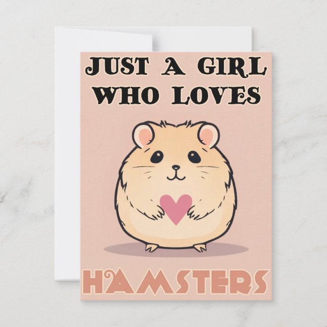 Carte De Remerciements Juste Une Fille Qui Aime Les Hamsters, Les Mignons (Devant)
