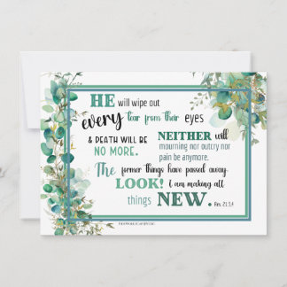 Carte De Remerciements JW Sympathy Card - Revelation 21:3,4