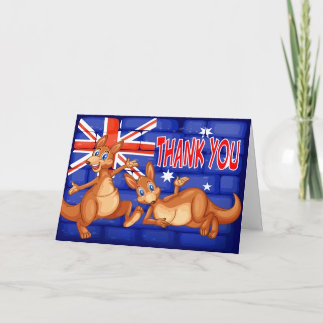 Carte De Remerciements Kangaroos à thème australien (Devant)