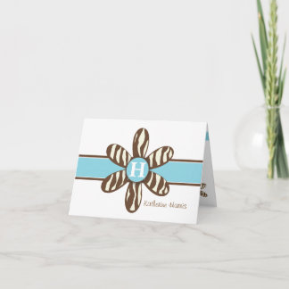 Carte De Remerciements Katherine - zèbre Brown et turquoise