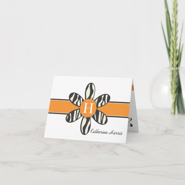 Carte De Remerciements Katherine - zèbre et orange (Devant)