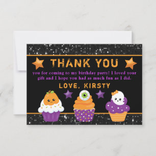 Carte De Remerciements Kawaii Halloween Cupcakes Anniversaire