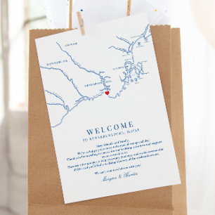 Carte De Remerciements Kennebunkport Maine Mariage Bienvenue Itinéraire