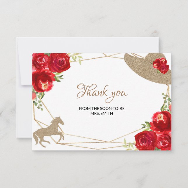 Carte De Remerciements Kentucky Derby Red Roses Mariage (Devant)