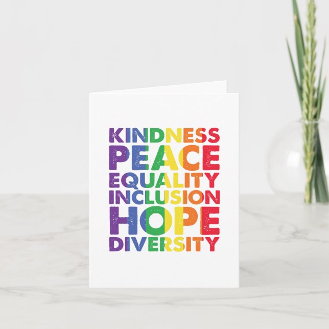 Carte De Remerciements Kindness Peace Equality Love Inclusion Hope LGBT (Devant)