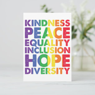 Carte De Remerciements Kindness Peace Equality Love Inclusion Hope LGBT