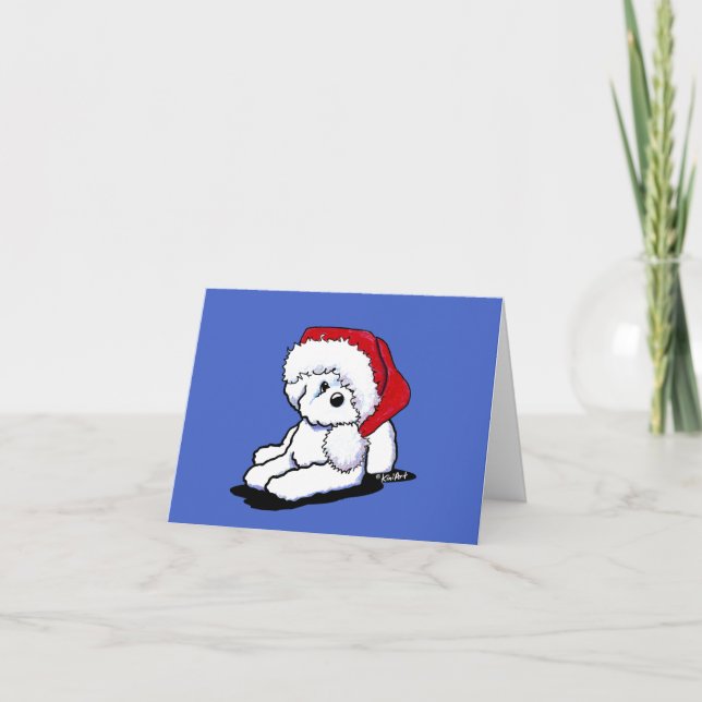 Carte De Remerciements KiniArt Noël Bichon Frise (Devant)