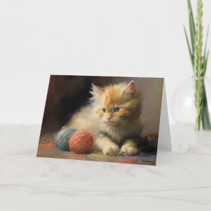 Carte De Remerciements Knit Se Produit Orange Kitten Jouant Avec Du Fil