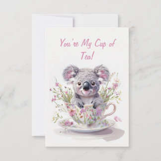 Carte De Remerciements Koala dans une tasse à thé florale