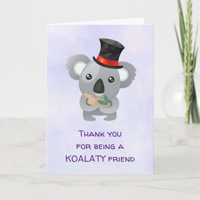 Carte De Remerciements Koala mignon de calembour d'ami de Koalaty dans le (Devant)