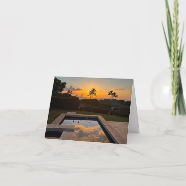 Carte De Remerciements Kona Hawaii Coucher de soleil Mauna Kea Palm Tree  (Devant)