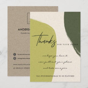 CARTE DE REMERCIEMENTS KRAFT LIME GREEN ABSTRAIT ENTREPRISE LOGO