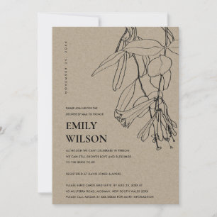 CARTE DE REMERCIEMENTS KRAFT LINE DESSINANT UNE DOUCHE FLORALE PAR INVITA