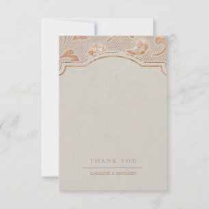 Carte De Remerciements Kraft or dentelle mariage campagnard rustique merc