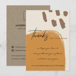 CARTE DE REMERCIEMENTS KRAFT ORANGE RUST ABSTRAIT ENTREPRISE LOGO