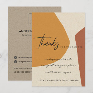 CARTE DE REMERCIEMENTS KRAFT RUST ORANGE ABSTRAIT ENTREPRISE LOGO