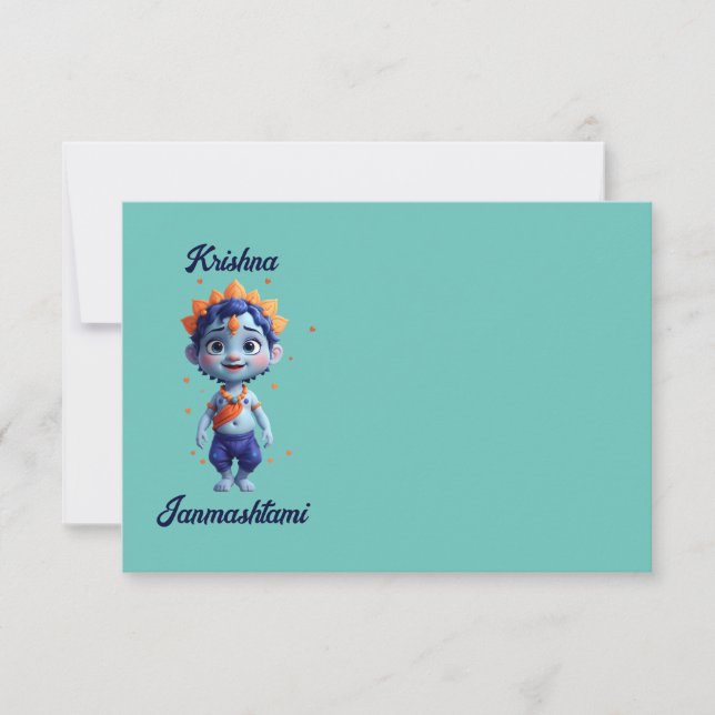 Carte De Remerciements Krishna Janmashtami muqueuse bleue (Devant)