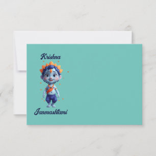 Carte De Remerciements Krishna Janmashtami muqueuse bleue