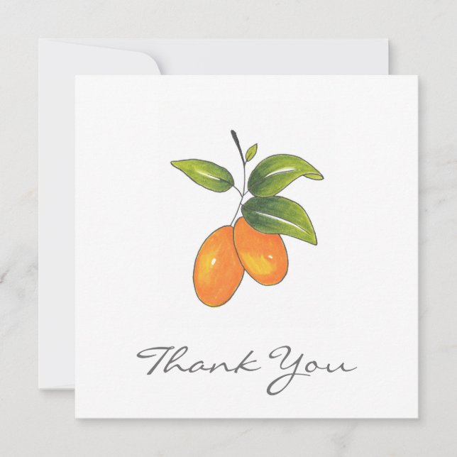 Carte De Remerciements Kumquats tirés à la main (Devant)