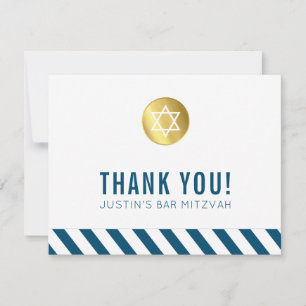 Carte De Remerciements La BARRE MODERNE MITZVAH vous remercient le bleu