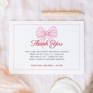 Carte De Remerciements La Chérie De Bow Rose Est Sur Le Chemin Baby showe