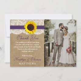 Carte De Remerciements La collection de mariage tournesol Rustic Kraft