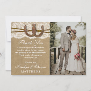 Carte De Remerciements La collection de Mariages Kraft, Lace & Horseshoe