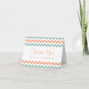 Carte De Remerciements La collection de mariages Modern Chevron Peach & M