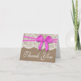 Carte De Remerciements La collection de Mariages Rustic Pink Bow