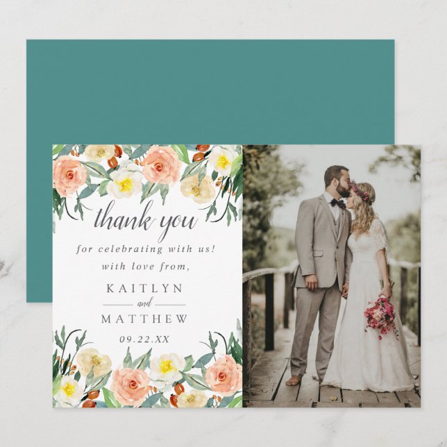 Carte De Remerciements La collection de Mariages Spring Blossoms (Devant / Derrière)