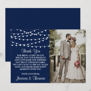Carte De Remerciements La Collection Mariage Bleu Marine Lights