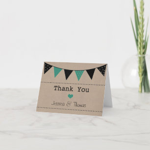 Carte De Remerciements La collection moderne de Mariages Bunting Turquois