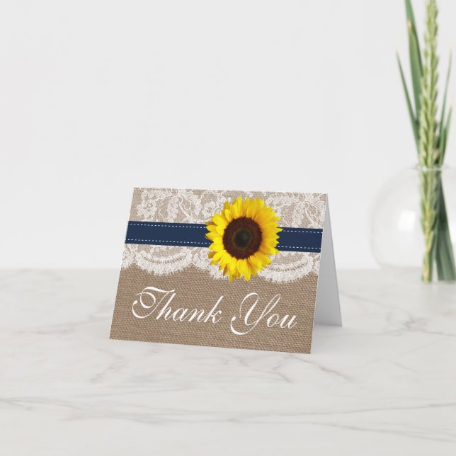 Carte De Remerciements La collection rustique de mariage de tournesol - (Devant)