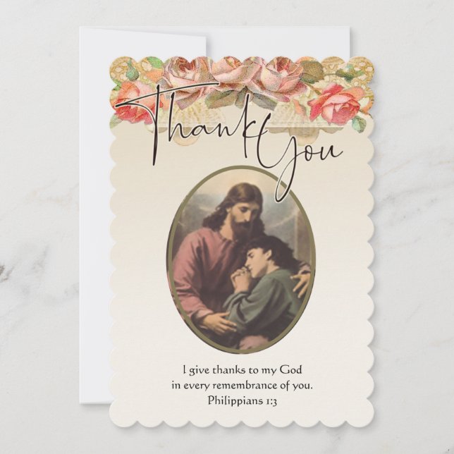 Carte De Remerciements La Condolence de Jésus à la sympathie religieuse M (Devant)